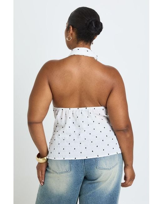 Boohoo White Plus Polka Dot Scarf Top