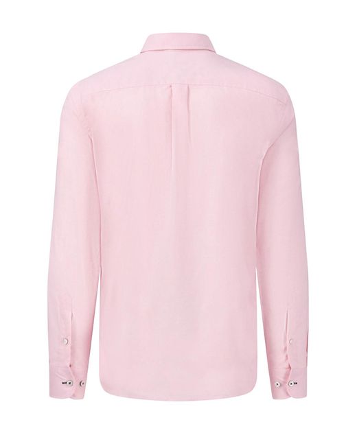 Fynch-Hatton Pink Long Sleeved Oxford Button Down Collar Shirt Cotton for men