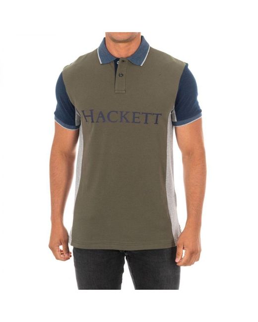 Hackett Gray Short-Sleeved Polo Shirt With Lapel Collar Hm561969 for men