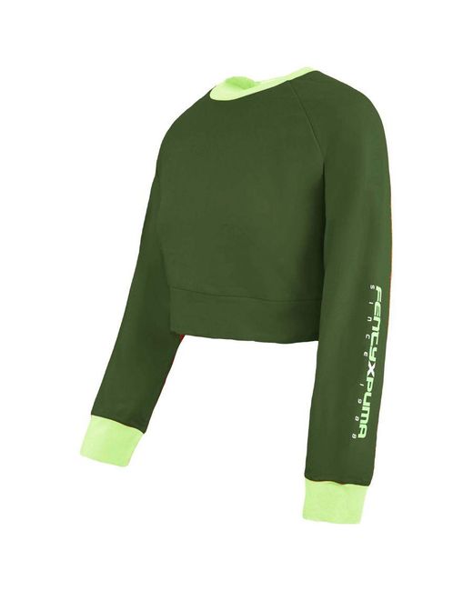 PUMA Green X Rihanna Fenty Laced Sweatshirt Pullover 577290 01 Cotton