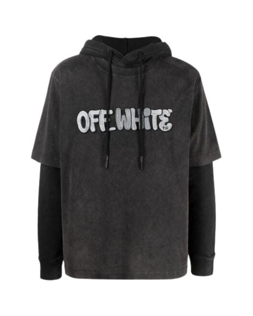 Off-White c/o Virgil Abloh Black Gm Vintage Double Sleeve Hoodie Cotton for men