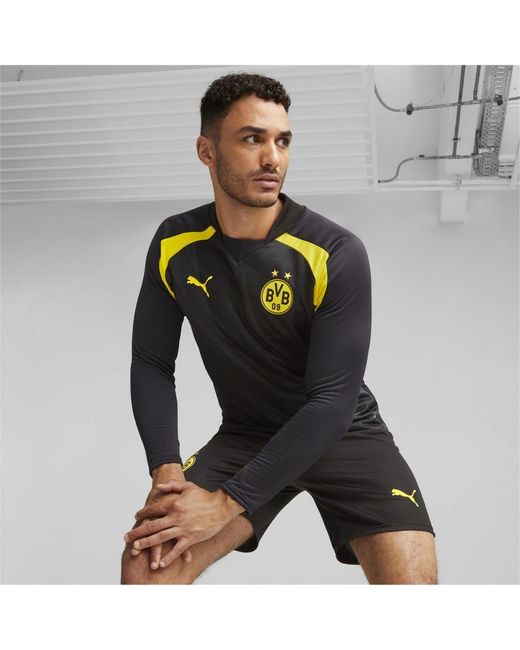 PUMA Black Borussia Dortmund Football Pre-Match Sweatshirt for men