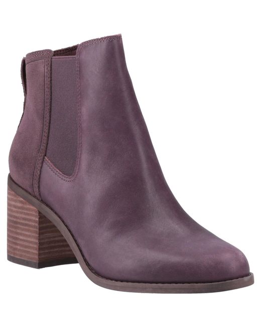 TOMS Purple Ladies Evelyn Leather Boots (Plum)