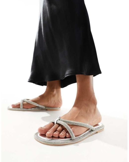 SIMMI Black London Florai Strappy Flat Sandal