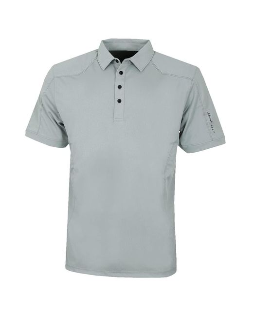 Island Green Blue Topstitched Golf Polo Shirt (Battleship) for men