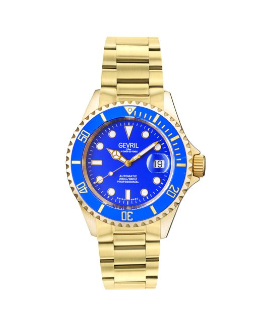 Gevril Blue Wall Street Dial Ip Bracelet Swiss Automatic, Sw220 Movement Watch Stainless Steel for men