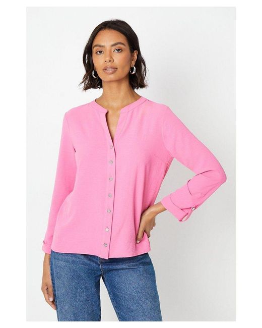 Dorothy Perkins Pink Roll Sleeve Shirt