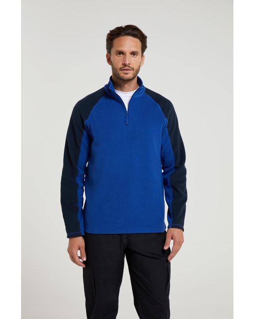 Mountain Warehouse Blue 'Ashbourne' Fleece Jacket Half Zip Mid Layer Sweater for men