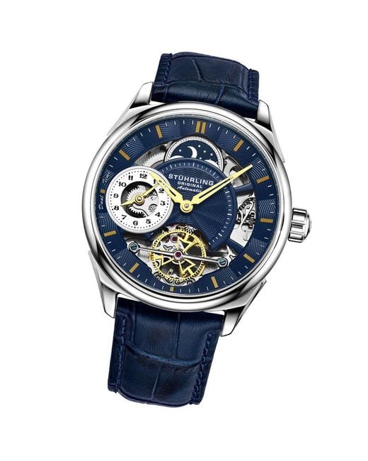 Stuhrling Blue Presidia Automatic 42Mm Skeleton for men