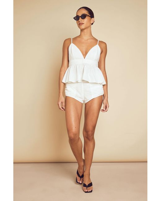 MissPap White Broderie Mix Ruched Panel Short