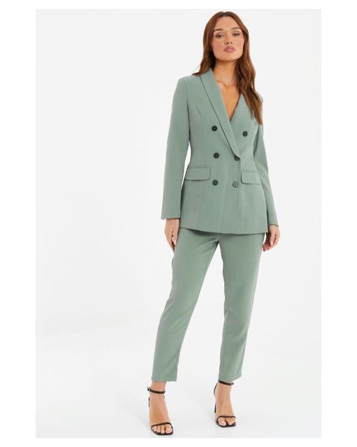 Quiz Green Khaki High Waisted Tapered Trousers