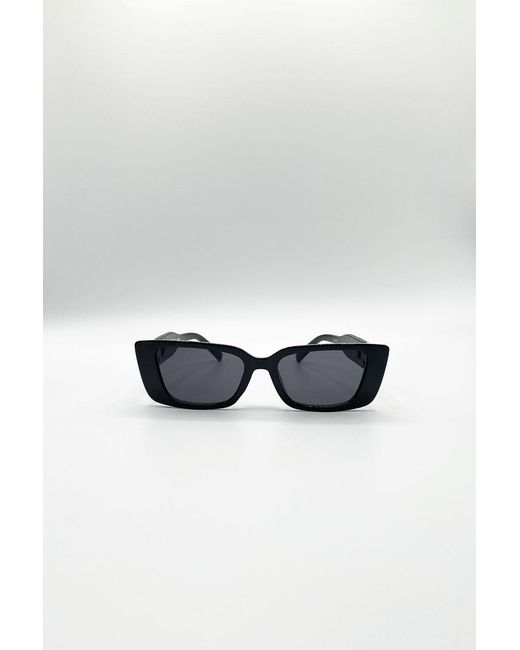 SVNX Black Rectangle Cateye Side Detail Sunglasses