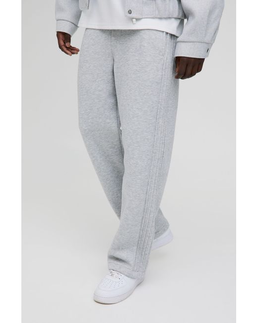 BoohooMAN Gray Straight Leg Pintuck Detail Jogger for men