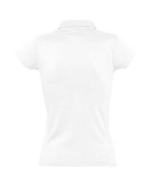 Sol's White Ladies Prescott Short Sleeve Jersey Polo Shirt Cotton