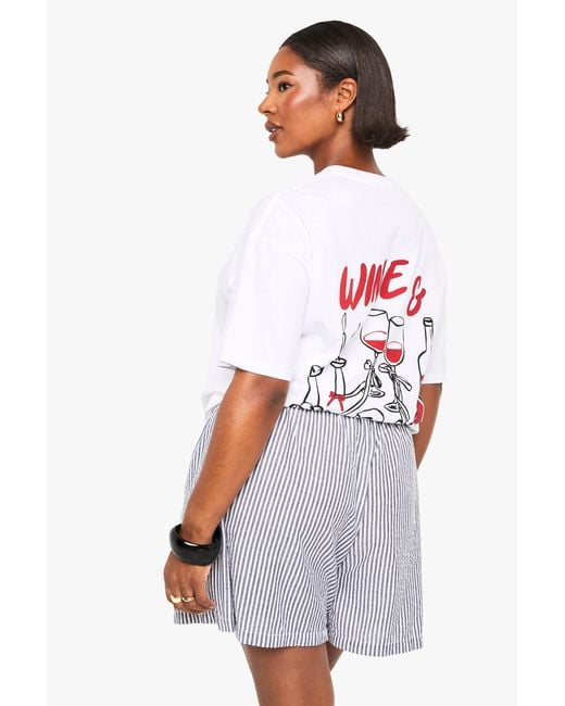Boohoo White Plus Woven Stripe Flippy Shorts