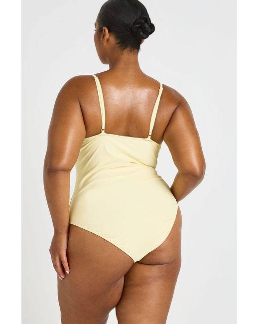 Boohoo White Plus Trim Detail Scoop Neck Swimsuit