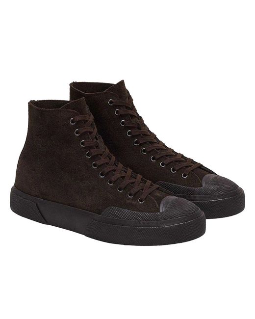 Superga Black 2433 Works Flesh Out Suede High Top Trainers (Coffee)