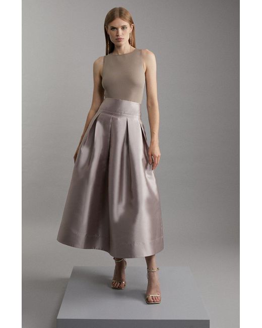Karen Millen Gray Twill Woven Prom Maxi Skirt