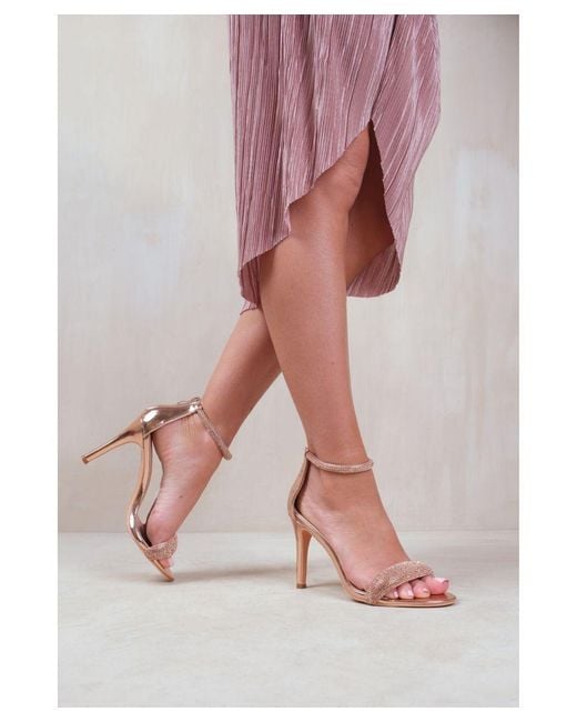 Where's That From Pink 'Sabra' High Heel Sandals With Diamante Ankle Strap