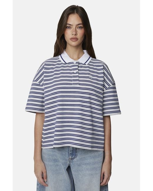 Good For Nothing Blue Oversized Fit Monogram Pique Polo