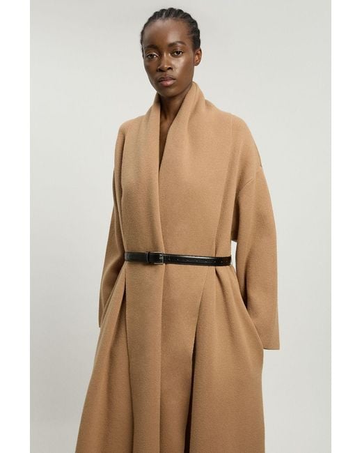 Karen Millen Natural Knit Oversized Belted Midi Coatigan