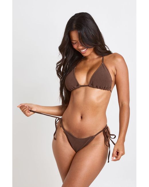 Boohoo Black Textured Triangle Bikini Top