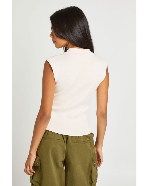 Boohoo White Button Detail Knitted Top