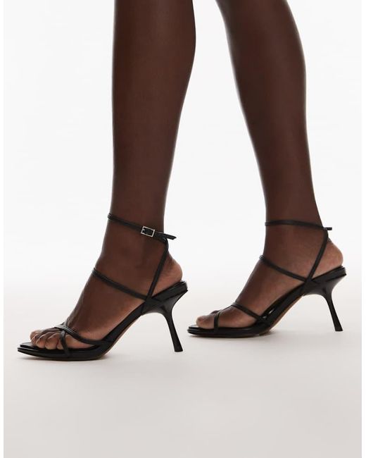 TOPSHOP Brown Fabian Strappy Heeled Sandal