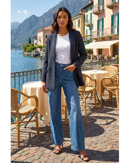 Roman Blue Boucle Jersey Blazer