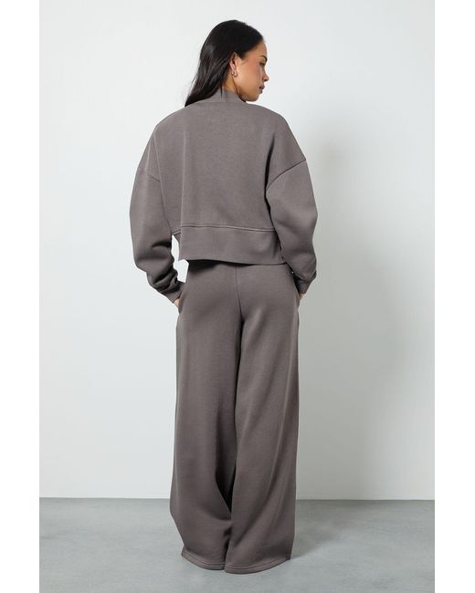 Boohoo Gray Bomber Sweatshirt Deep Hem Jogger Tracksuit