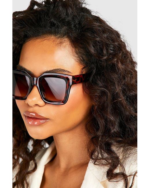 Boohoo Black Tortoise Shell Square Frame Sunglasses