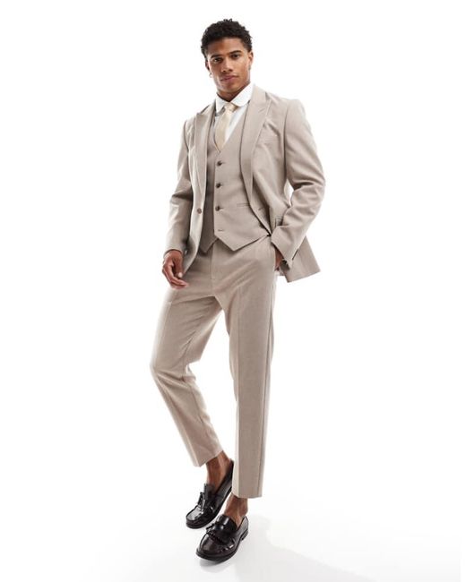 ASOS Natural Tapered Suit Trousers for men