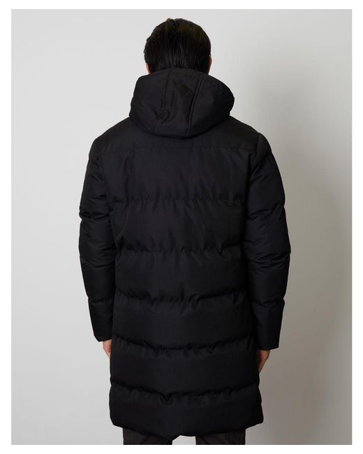 Threadbare Black 'Jephson' Luxe Showerproof Longline Padded Coat for men