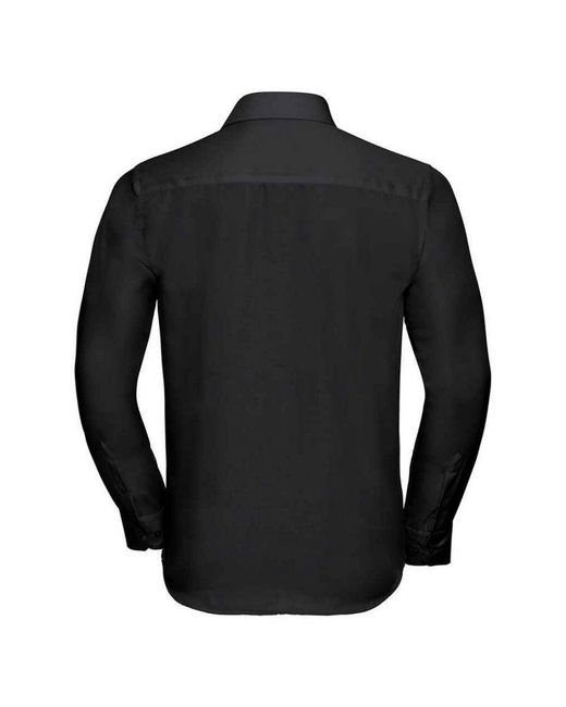 Russell Black Ultimate Non-Iron Tailored Long-Sleeved Formal Shirt Cotton for men