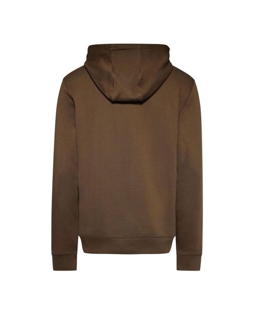 HUGO Brown Cotton Terry Hoodie With Logo Label for men