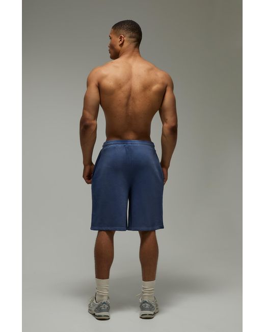 BoohooMAN Blue One More Rep Loose Fit Washed 9Inch Shorts for men