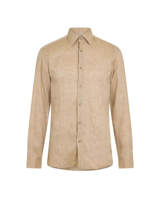 Boss Natural Collared Neck Point Collar Long Sleeve Oxford Shirt for men