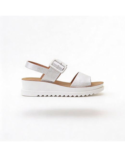 Heavenly Feet White Pistachio Ankle Strap Sandals