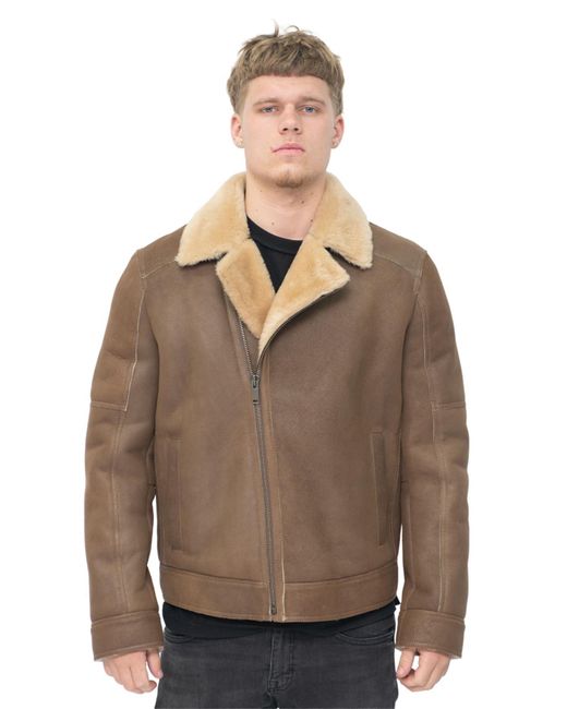 Infinity Leather Brown Sheepskin Biker Jacket-Bruma for men