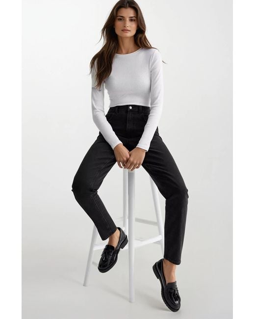 New Look Black Tori Slim-Fit Mom Ankle Grazer Jeans