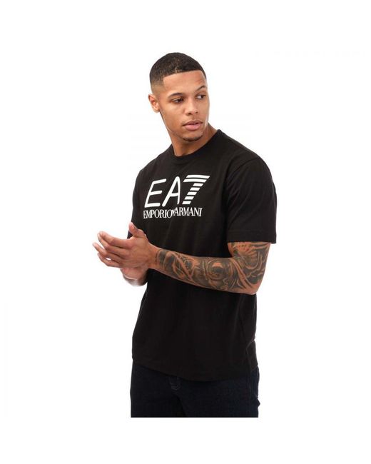 EA7 Emporio Armani Geribd Logo T-shirt In Zwart in het Black voor heren