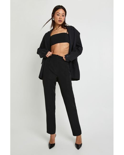 Boohoo Black Tall High Waist Tapered Tailored Suit Trousers