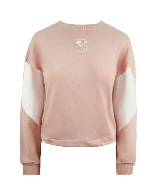 PUMA Pink Relaxed Fit Rebel Crew Neck Sweatshirt Jumper 583559 15 Cotton