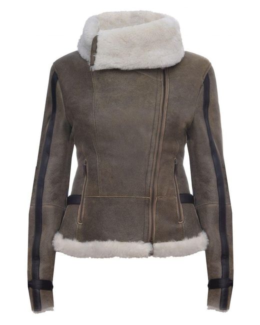 Infinity Leather Gray Merino Sheepskin Aviator Jacket-Asmara