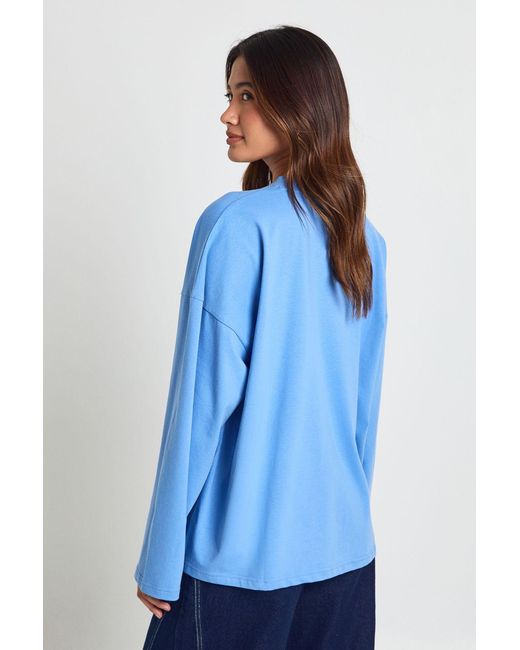 Boohoo Blue Basic Oversized Long Sleeve T-Shirt