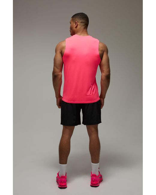 BoohooMAN Pink Active Running Tank for men