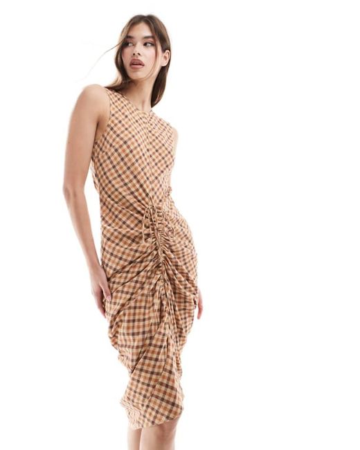 ASOS White Sleeveless Maxi Dress With Drawstring