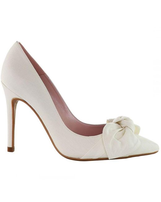 Ted Baker White Hyana Moire Bow Court Shoes