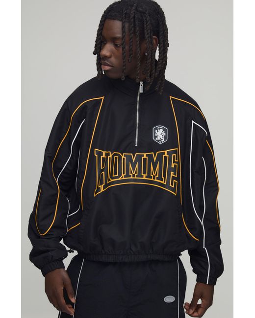BoohooMAN Black Oversized Homme Colour Block Sports Jacket for men