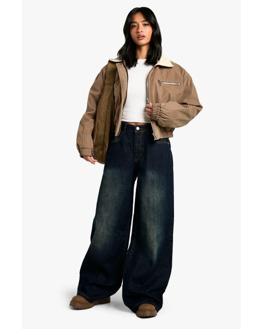 Boohoo Black The Petite Wide Leg Jean